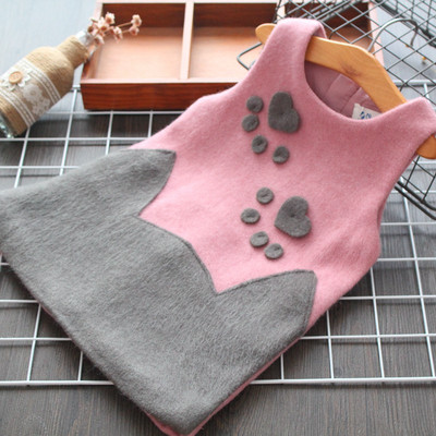 Νέο μοντέλο παιδικό φόρεμα με λαιμόκοψη σε ροζ, γκρι και κόκκινο χρώμα