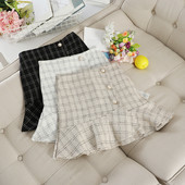 Fusta de dama moderna in carouri cu perle in mai multe culori