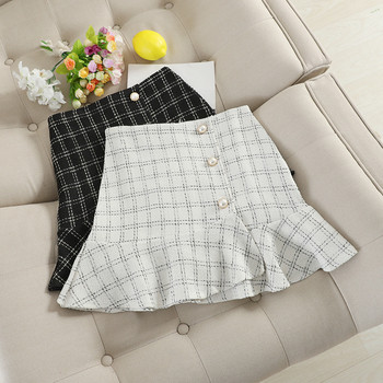 Fusta de dama moderna in carouri cu perle in mai multe culori