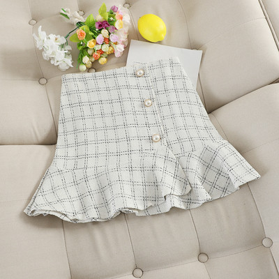 Fusta de dama moderna in carouri cu perle in mai multe culori