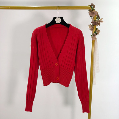 Σύντομη γυναικεία ζακέτα με βαθύ λαιμόκοψη - πολλά χρώματα