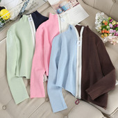 Model asimetric de pulover de dama cu fermoar in mai multe culori