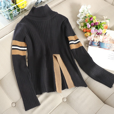 Alkalmi női pulóver magas gallérral, kék és fekete színben