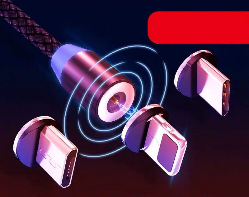 Cablu magnetic pentru dispozitive mobile Android și iOS - încărcare rapidă și sincronizare TYPE-C, Micro USB și Iluminare în gri