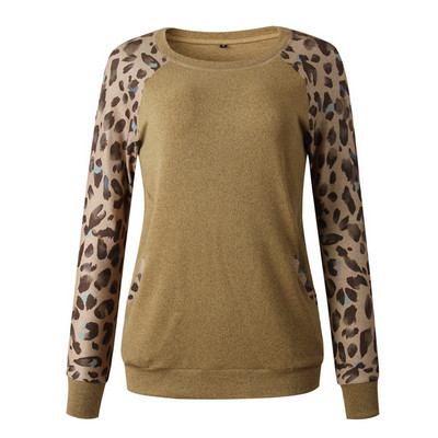 Pulover casual dama cu model leopard cu maneci lungi