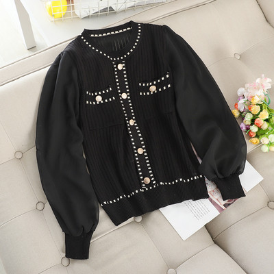 Modern női pulóver gombokkal, kerek nyakkivágással több színben