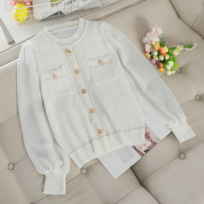 Modern női pulóver gombokkal, kerek nyakkivágással több színben