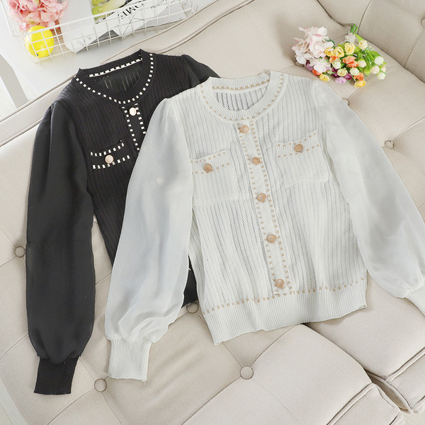 Modern női pulóver gombokkal, kerek nyakkivágással több színben