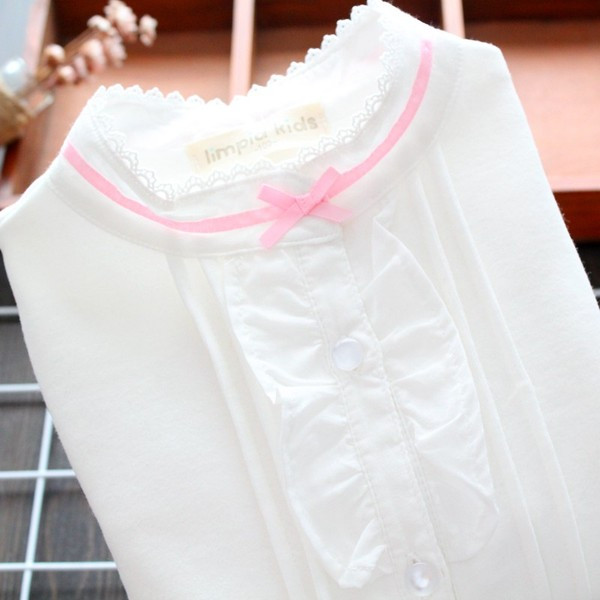 Νέο μοντέλο παιδικό πουκάμισο με χαμηλό κολάρο  σε λευκό χρώμα