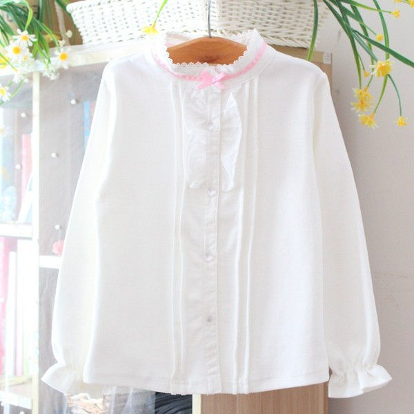 Νέο μοντέλο παιδικό πουκάμισο με χαμηλό κολάρο  σε λευκό χρώμα