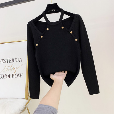 Μοντέρνα γυναικεία μπλούζα με μεταλλικό στοιχείο σε διάφορα χρώματα