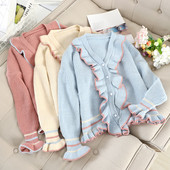 Cardigan dama cu nasturi si decolteu spitz in mai multe culori