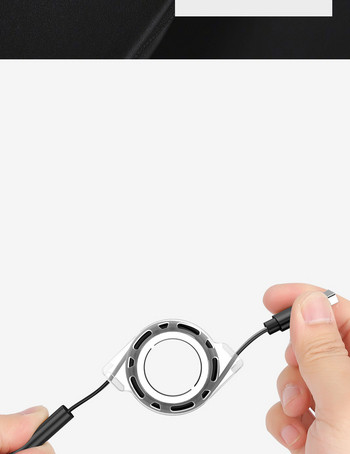 Многофункционален самонавиващ се кабел за мобилни устройства Android и iOS - TYPE C, Micro USB и LIghting в черен цвят