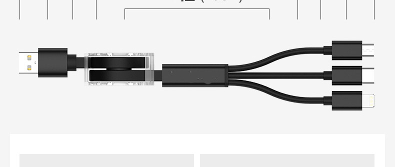 Многофункционален самонавиващ се кабел за мобилни устройства Android и iOS - TYPE C, Micro USB и LIghting в черен цвят