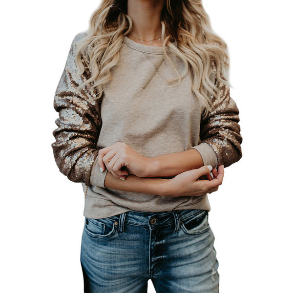 Bluză casual de damă cu mâneci lungi și paiete în trei culori