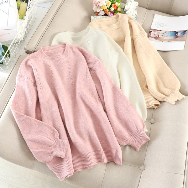 Pulover de dama model uni cu decolteu rotund in diferite culori