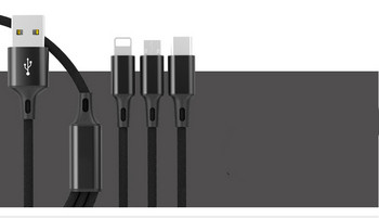 Πολυλειτουργικό καλώδιο φόρτισης για Android και iOS-Τύπος-C, Micro USB, Μαύρο φωτισμό
