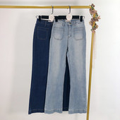 Kék színű, zsebes női farmer - egyenes modell