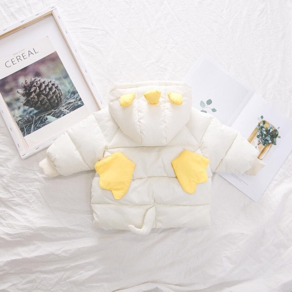 Jachetă modernă pentru copii model nou pentru băieți și fete cu element 3D în alb și galben