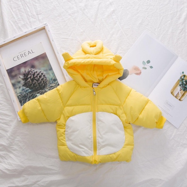 Jachetă modernă pentru copii model nou pentru băieți și fete cu element 3D în alb și galben