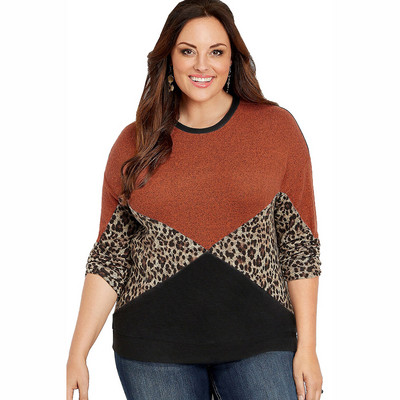 Leopárdmintás, ovális nyakkivágású női alkalmi blúz, két színben