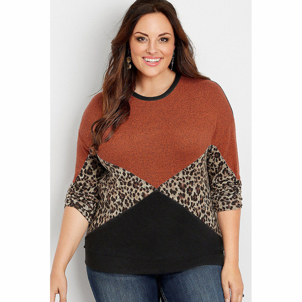 Leopárdmintás, ovális nyakkivágású női alkalmi blúz, két színben