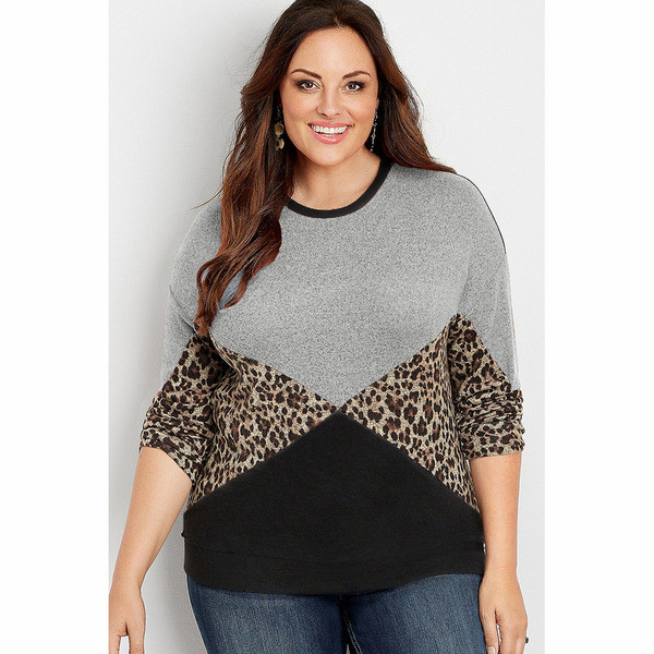 Leopárdmintás, ovális nyakkivágású női alkalmi blúz, két színben
