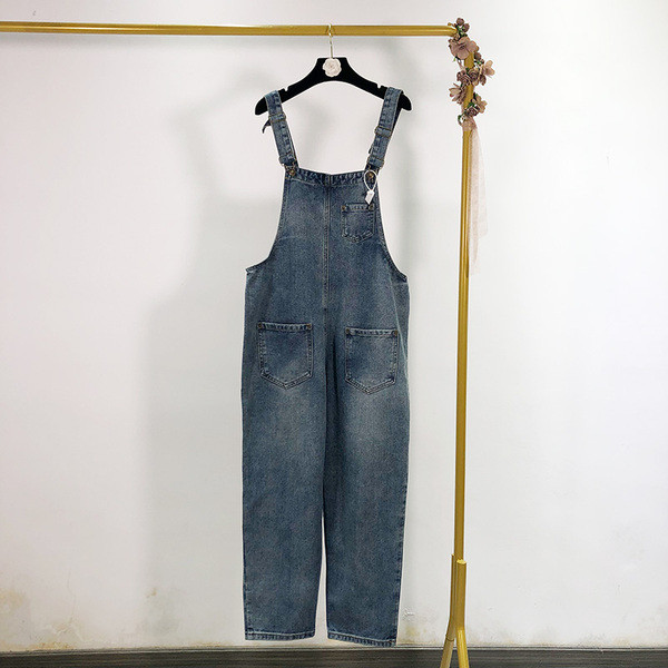 Salopeta casual dama din denim de culoare albastra - model lat