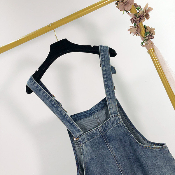 Salopeta casual dama din denim de culoare albastra - model lat