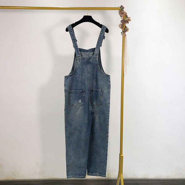 Salopeta casual dama din denim de culoare albastra - model lat