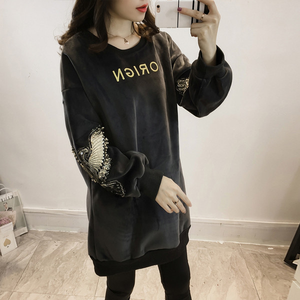 Γυναικεία casual μπλούζα με μακριά μανίκια και κεντήματα σε δύο χρώματα