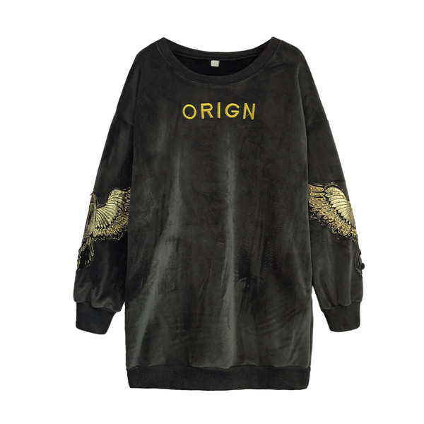 Γυναικεία casual μπλούζα με μακριά μανίκια και κεντήματα σε δύο χρώματα