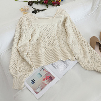 Γυναικείο πουλόβερ  με τετράγωνο λαιμό σε διάφορα χρώματα