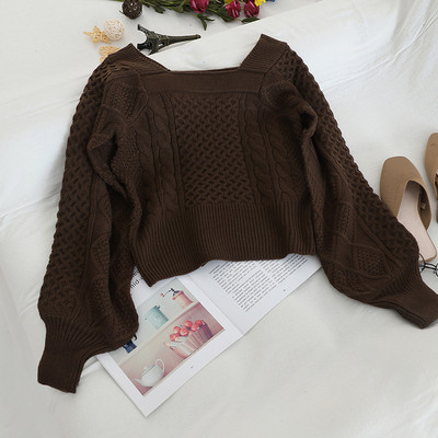 Γυναικείο πουλόβερ  με τετράγωνο λαιμό σε διάφορα χρώματα