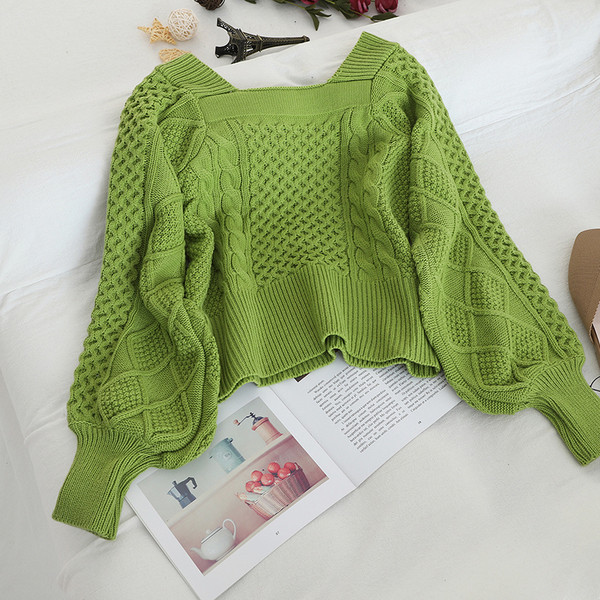 Γυναικείο πουλόβερ  με τετράγωνο λαιμό σε διάφορα χρώματα