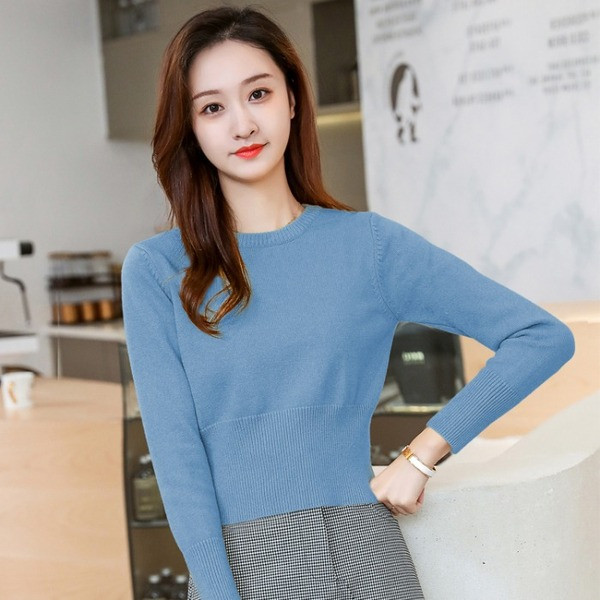 Alkalmi női pulóver hosszú ujjal, O-nyakú több színben