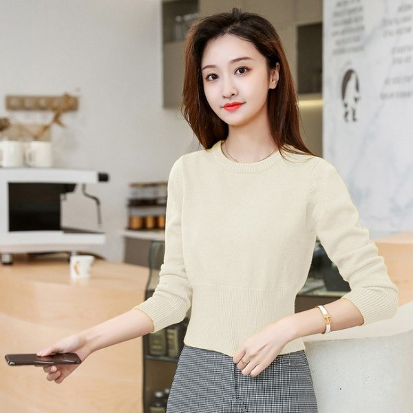 Alkalmi női pulóver hosszú ujjal, O-nyakú több színben