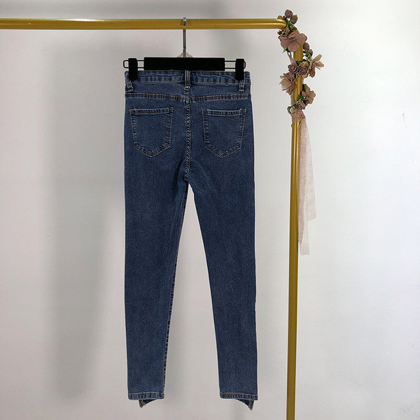 Blugi casual de damă asimetrici în albastru și negru