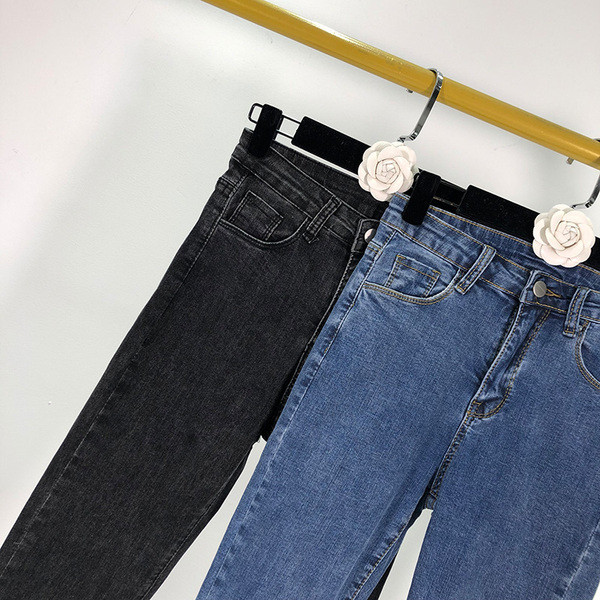 Blugi casual de damă asimetrici în albastru și negru