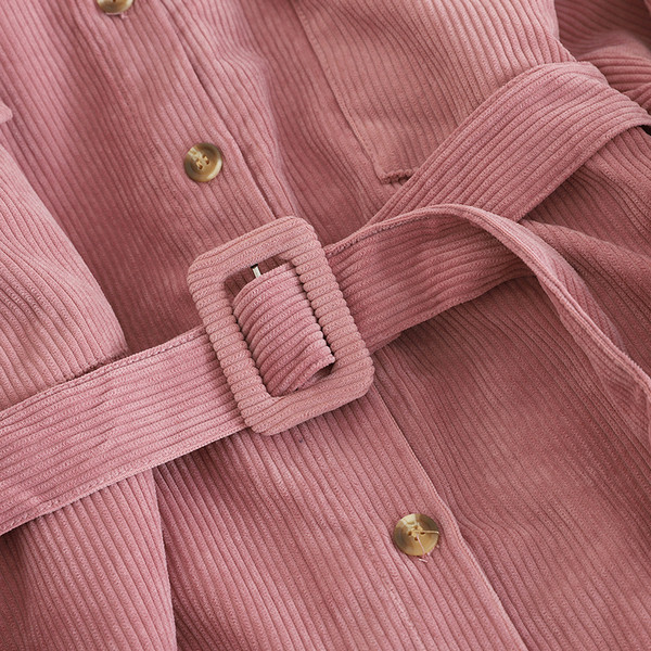 Geaca de dama de toamna cu curea in roz, albastru si bej