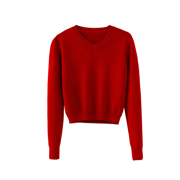 Pulover de dama modern cu decolteu spitz in mai multe culori - model scurt