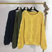 Πλεκτό γυναικείο πουλόβερ σε τρία χρώματα