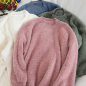 Γυναικείο ζεστό πουλόβερ με οβάλ λαιμόκοψη σε τέσσερα χρώματα