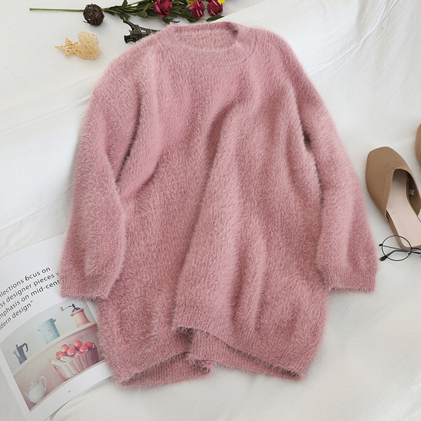 Γυναικείο ζεστό πουλόβερ με οβάλ λαιμόκοψη σε τέσσερα χρώματα