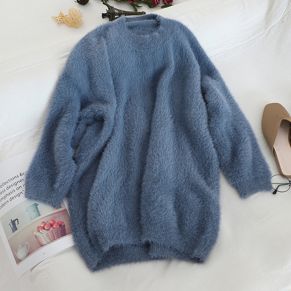 Γυναικείο ζεστό πουλόβερ με οβάλ λαιμόκοψη σε τέσσερα χρώματα