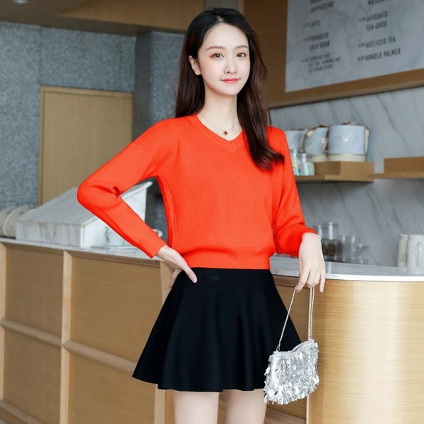 Μοντέρνο γυναικείο πουλόβερ με μακρύ μανίκι - Πολλαπλά χρώματα