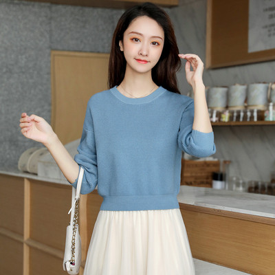 Καθημερινό γυναικείο πουλόβερ με μακρύ μανίκι και O-λαιμόκοψη