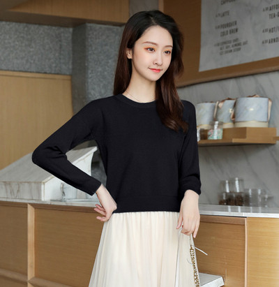 Καθημερινό γυναικείο πουλόβερ με μακρύ μανίκι και O-λαιμόκοψη