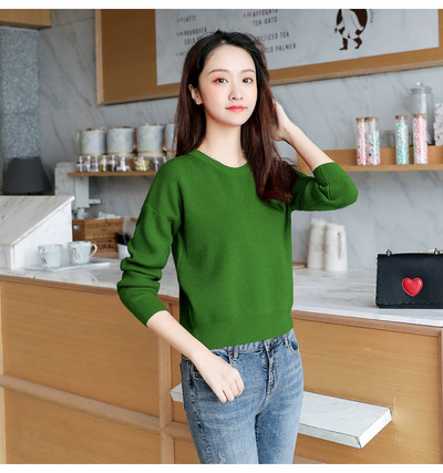 Καθημερινό γυναικείο πουλόβερ με μακρύ μανίκι και O-λαιμόκοψη