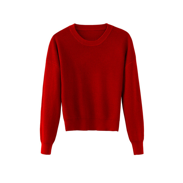 Καθημερινό γυναικείο πουλόβερ με μακρύ μανίκι και O-λαιμόκοψη